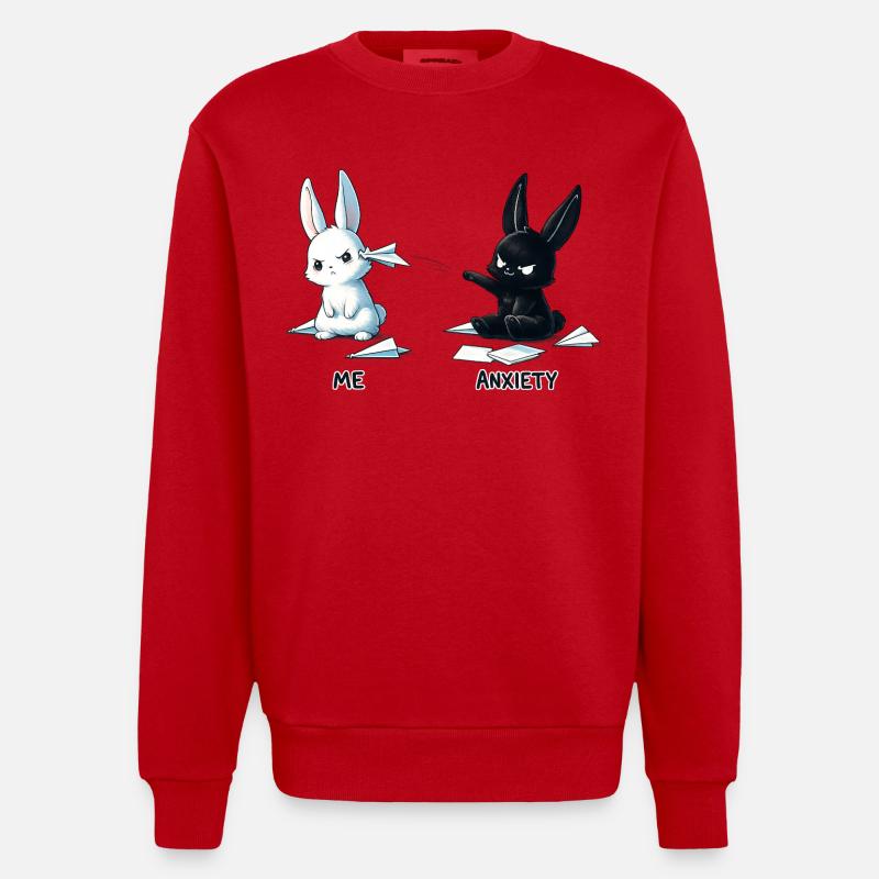 Conception du mème Fear Bunny - Sweat bio épais oversize fabriqué en UE - rouge