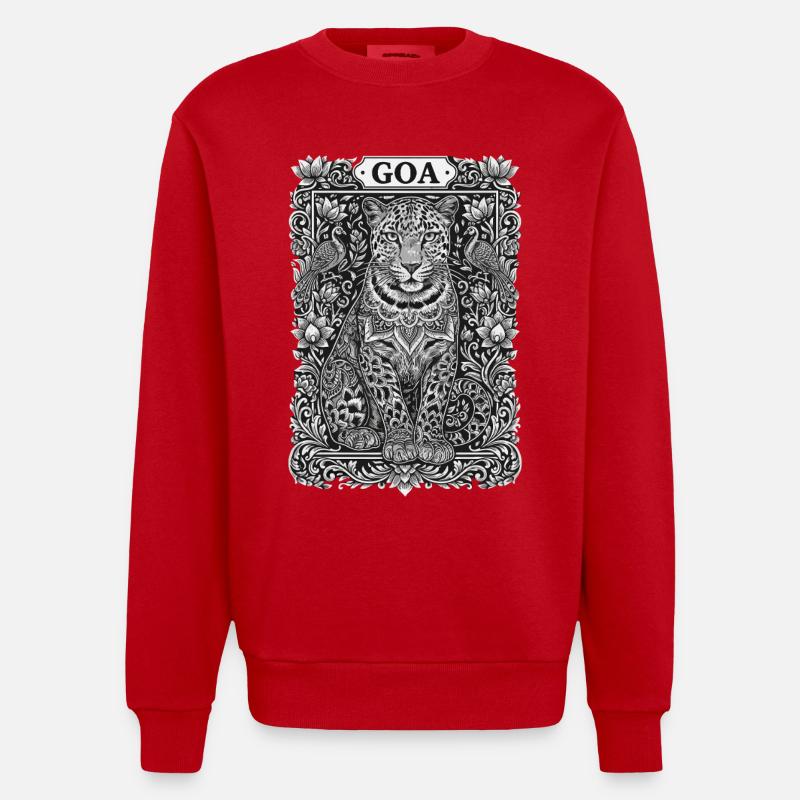 Mandala du léopard de Goa - Sweat bio épais oversize fabriqué en UE - rouge