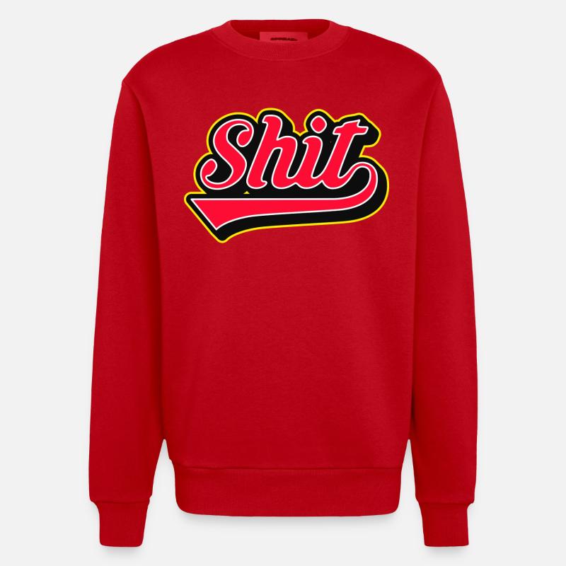 Shit Word Script Logo - Heavyweight Oversized Organic Crew Neck Made in EU - red