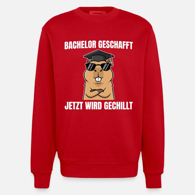 Bachelor geschafft - Capybara Bachelorprüfung - Heavyweight Oversized Organic Crew Neck Made in EU - Rot