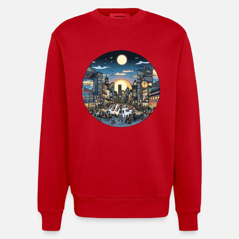 Stadtlicht Abendverkehr - Heavyweight Oversized Organic Crew Neck Made in EU - Rot