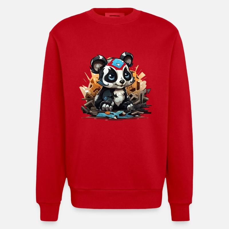 Charme de bloc de construction Panda - Sweat bio épais oversize fabriqué en UE - rouge