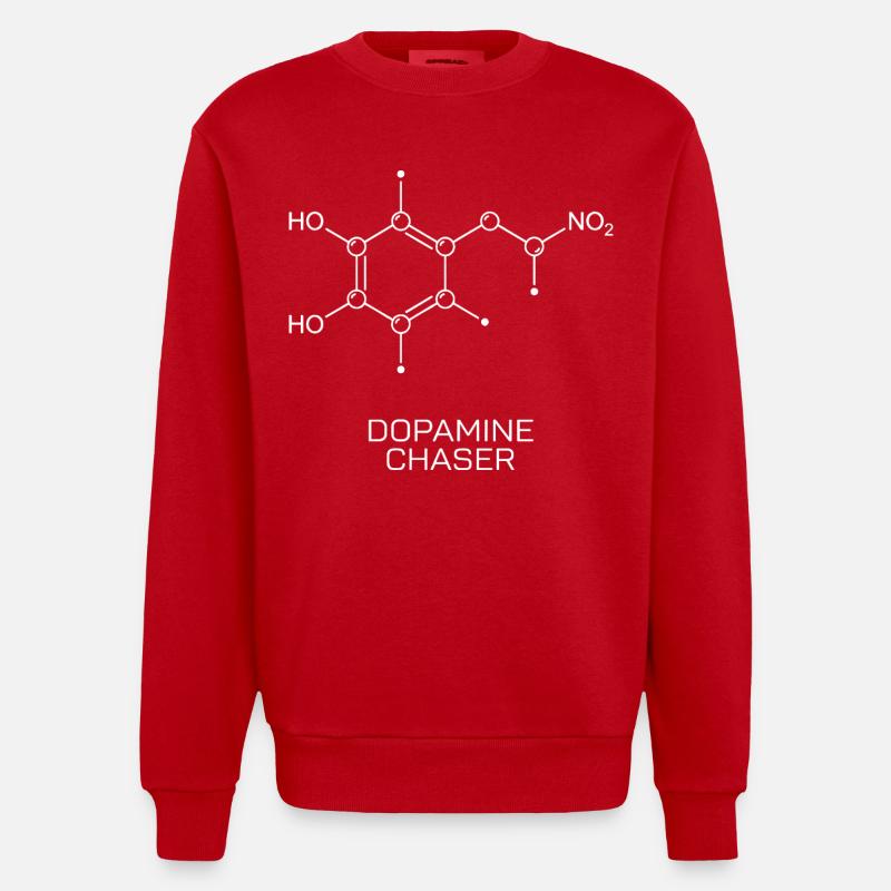 Dopamine Chaser Molecule - Heavyweight Oversized Organic Crew Neck Made in EU - red