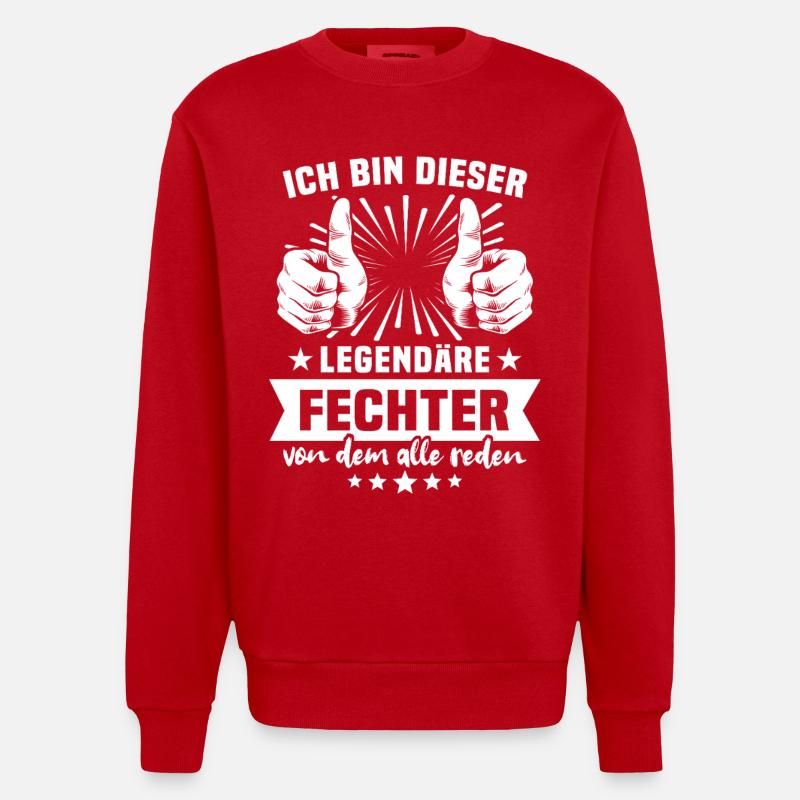 Fechter Legende - Heavyweight Oversized Organic Crew Neck Made in EU - Rot