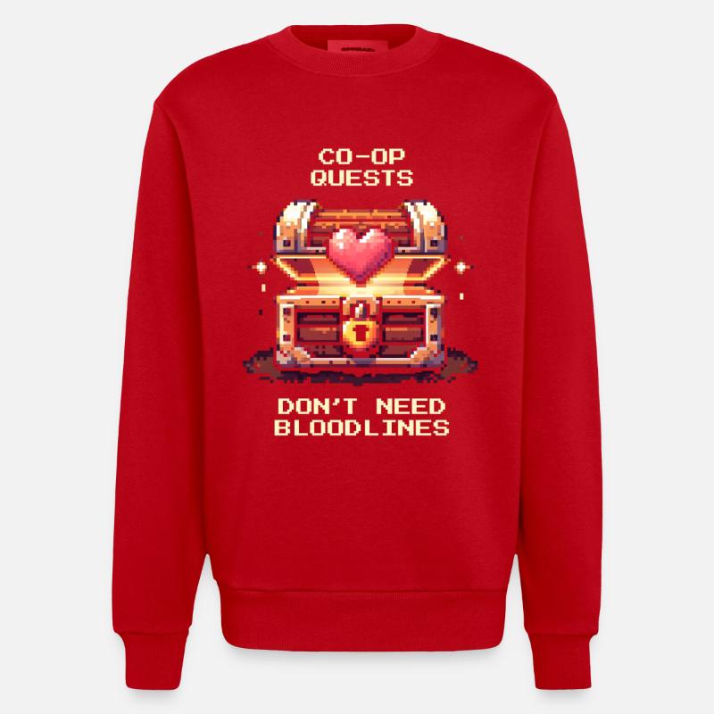 Co-Op-Quests ohne Blutlinie | Patchworkfamilie - Heavyweight Oversized Organic Crew Neck Made in EU - Rot