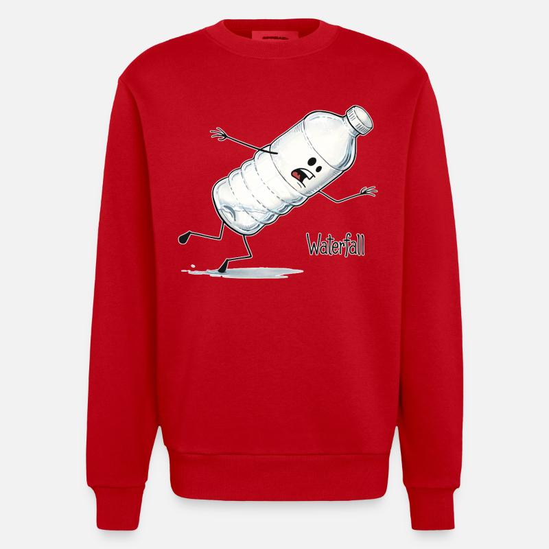 Waterfall – Fallende Wasserflasche Cartoon - Heavyweight Oversized Organic Crew Neck Made in EU - Rot