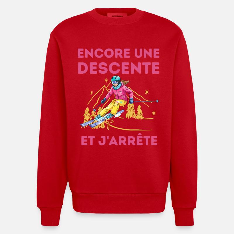 Skiabfahrt: Und ich bleibe stehen - Heavyweight Oversized Organic Crew Neck Made in EU - Rot