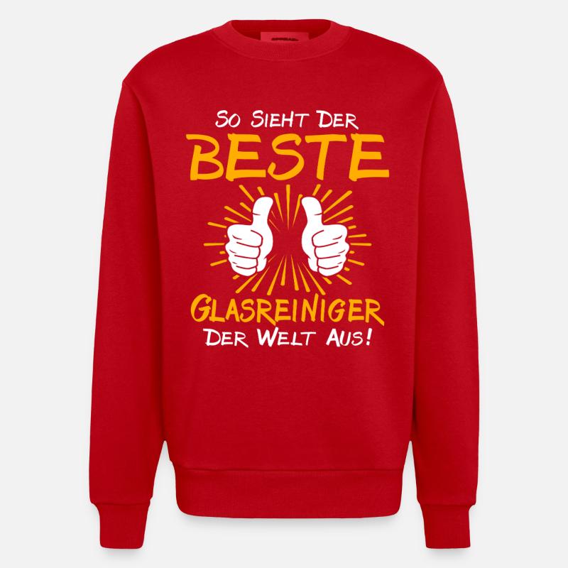 Idée cadeau pour nettoyant à vitres - Sweat bio épais oversize fabriqué en UE - rouge