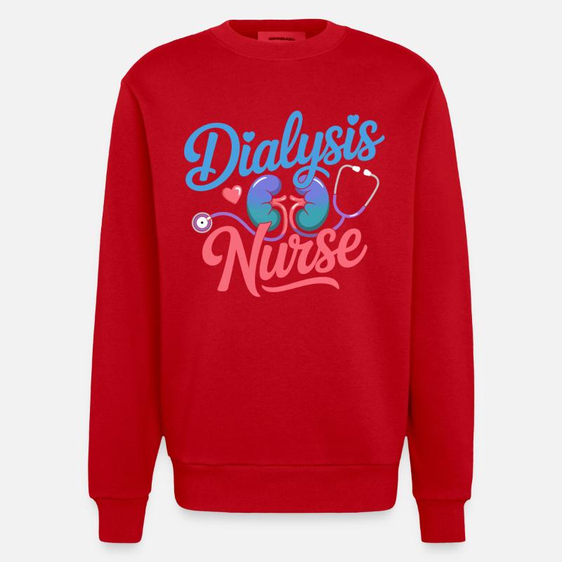 Conception d’infirmières en dialyse - Sweat bio épais oversize fabriqué en UE - rouge
