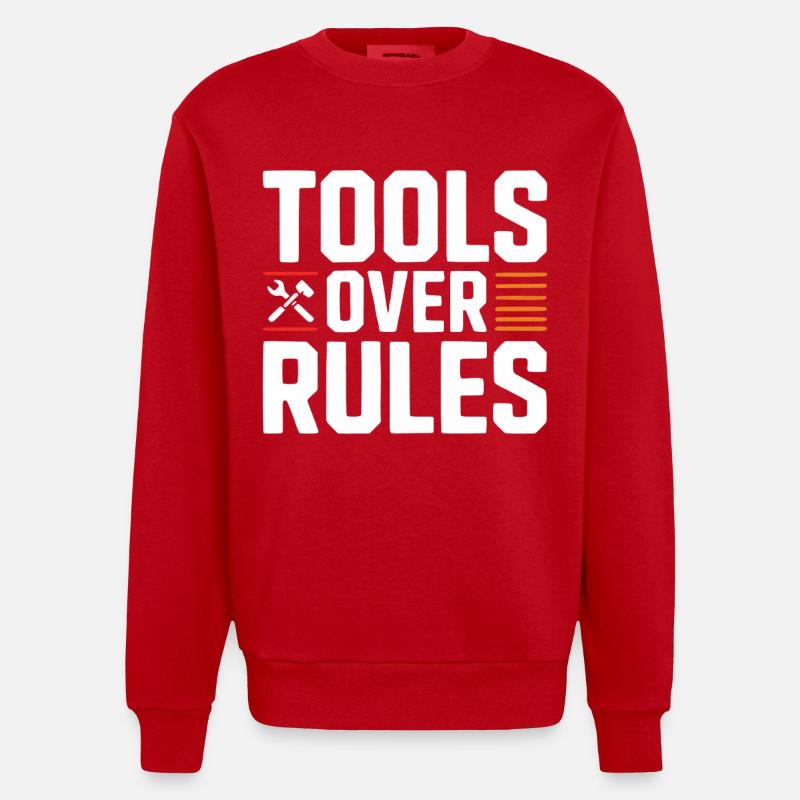 Tools Over Rules Statement Design - Heavyweight Oversized Organic Crew Neck Made in EU - red