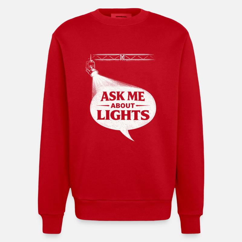 Lichttechniker me demande des lumières - Sweat bio épais oversize fabriqué en UE - rouge