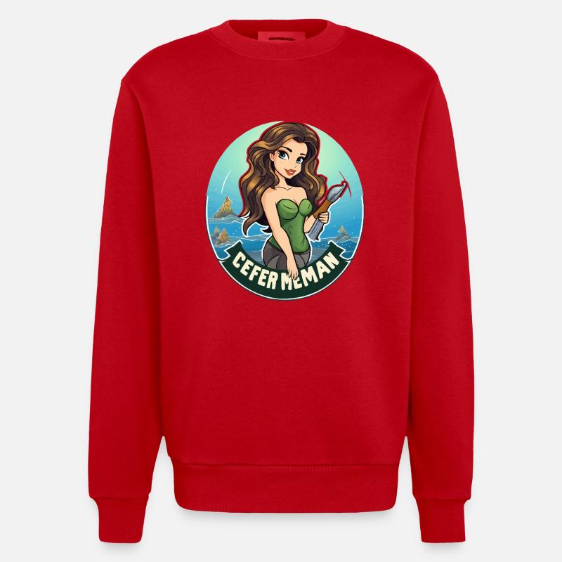 Motif de l’insigne d’héroïne de mer - Sweat bio épais oversize fabriqué en UE - rouge