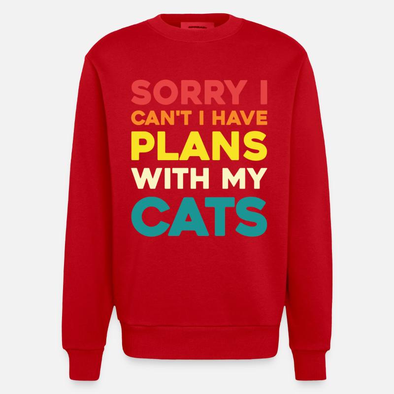 Pas de plans sans chats - Sweat bio épais oversize fabriqué en UE - rouge