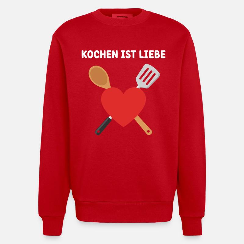 Kochen ist Liebe - Heavyweight Oversized Organic Crew Neck Made in EU - Rot
