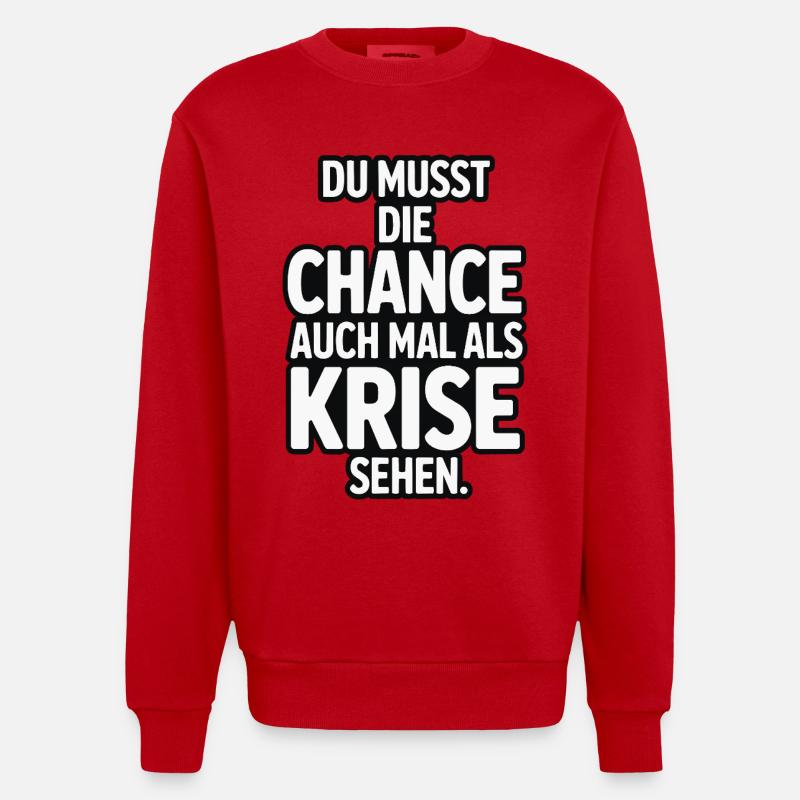 Chance als Krise Spruch Design - Heavyweight Oversized Organic Crew Neck Made in EU - Rot