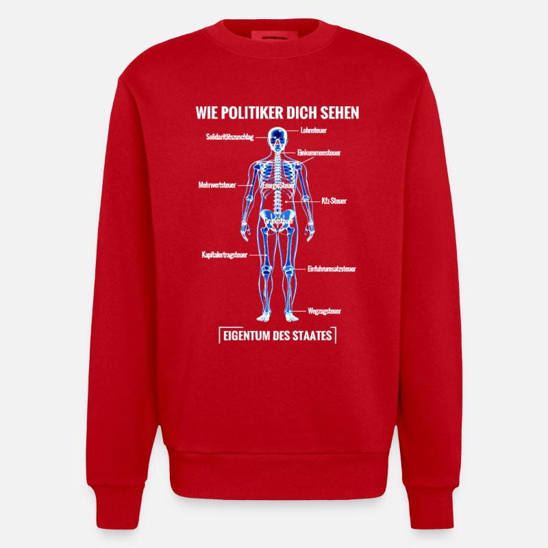 Plan de démantèlement du contribuable Anatomie - Sweat bio épais oversize fabriqué en UE - rouge