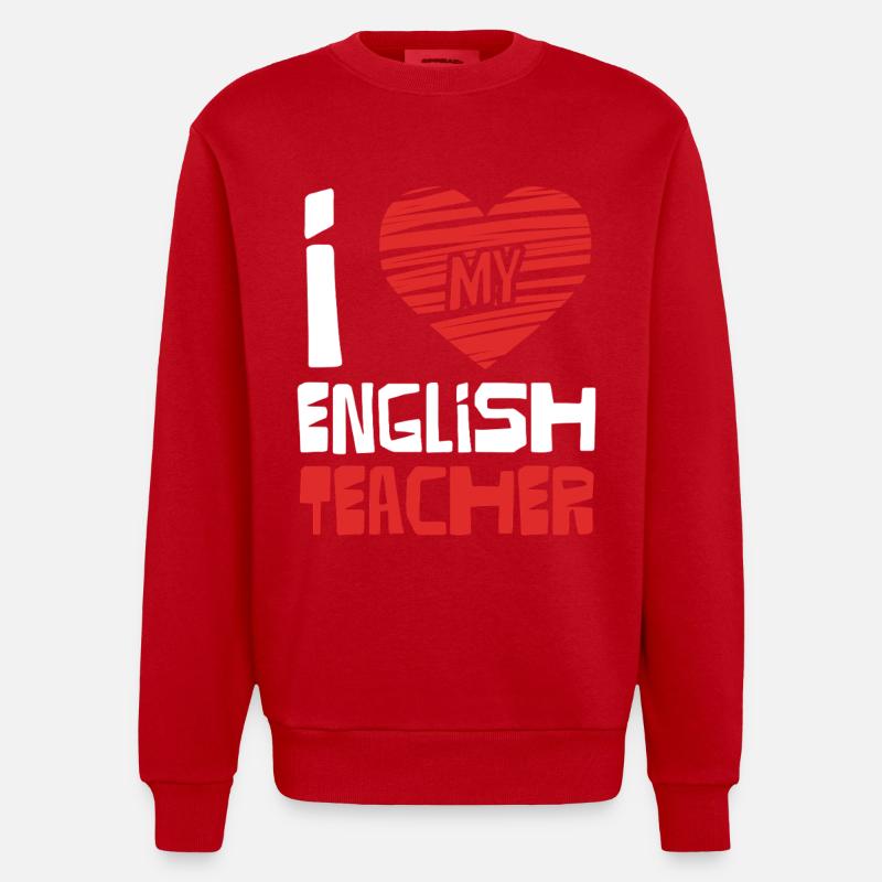 J’adore le professeur d’anglais - Sweat bio épais oversize fabriqué en UE - rouge