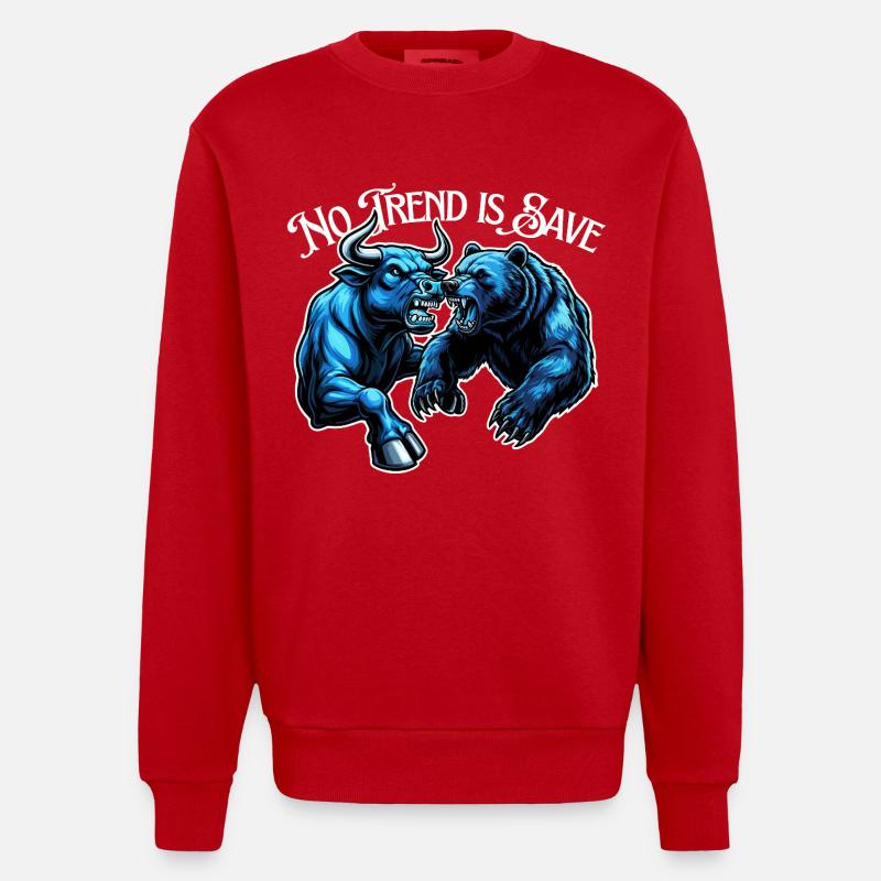Taurus vs Bear Trending - Heavyweight Oversized Organic Crew Neck Made in EU - red