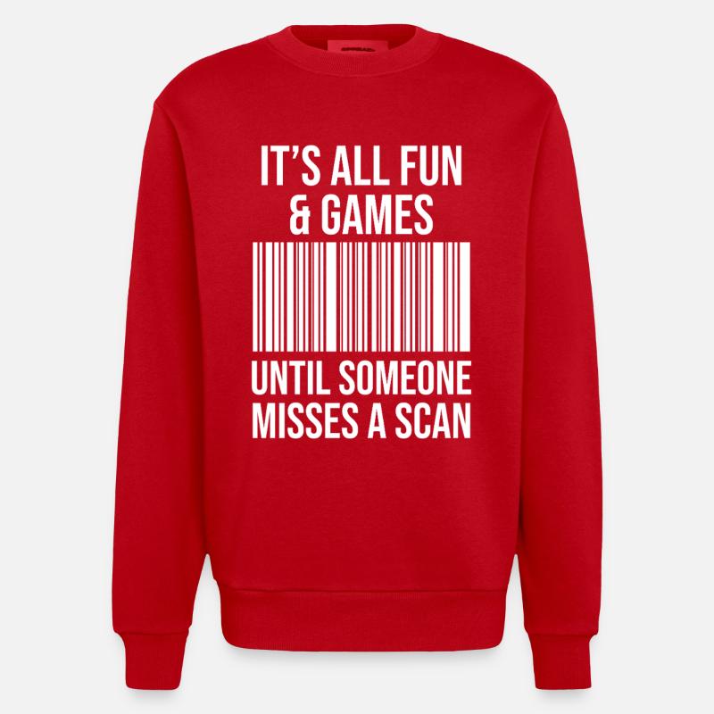 Barcodewitz: Spaß beim Scannen - Heavyweight Oversized Organic Crew Neck Made in EU - Rot