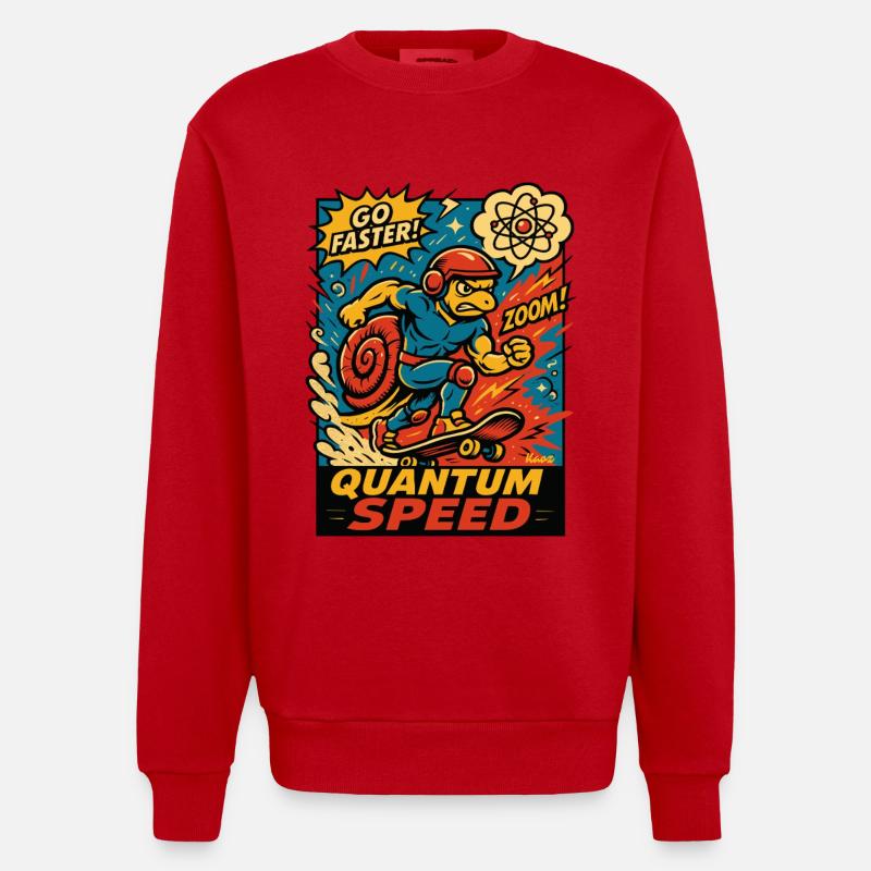 Quantum Speed Turtle Skateboard - Sweat bio épais oversize fabriqué en UE - rouge