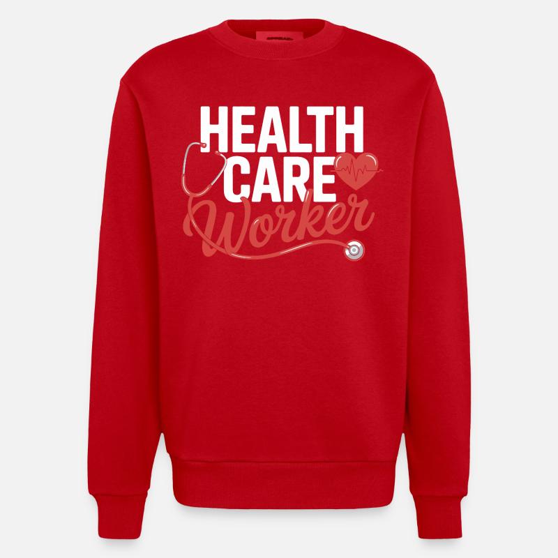 Gesundheitsfachkraft Emblem - Heavyweight Oversized Organic Crew Neck Made in EU - Rot