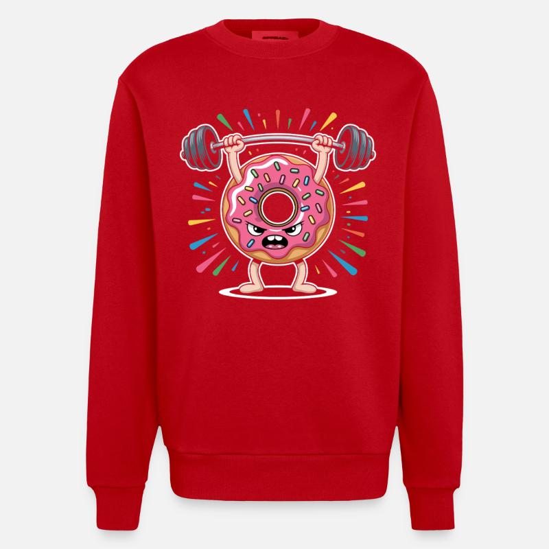 Donut strength training with sprinkles - Heavyweight Oversized Organic Crew Neck Made in EU - red