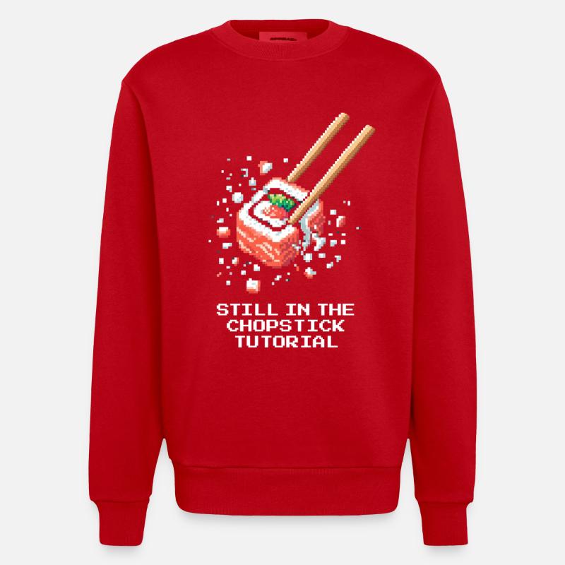 Noch im Stäbchen-Tutorial | Sushi Anfänger - Heavyweight Oversized Organic Crew Neck Made in EU - Rot