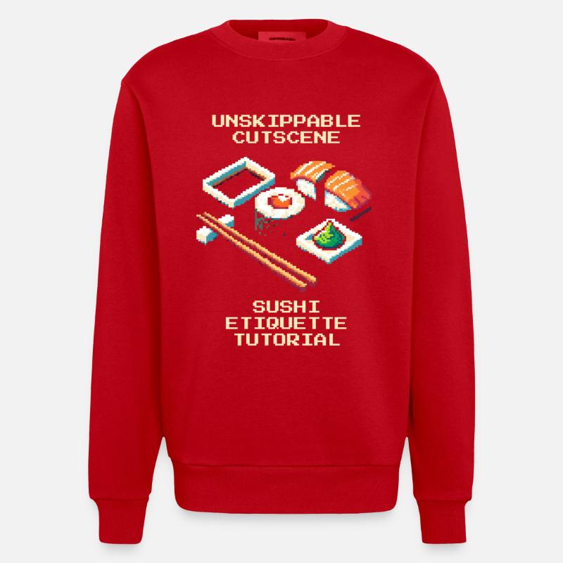 Unskipbare Cutscene | Sushi-Knigge Tutorial - Heavyweight Oversized Organic Crew Neck Made in EU - Rot