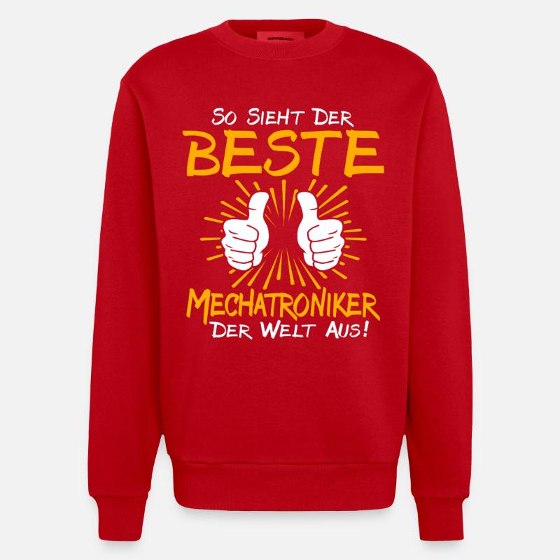 Mechatronics Technician Gift Idea - Heavyweight Oversized Organic Crew Neck Made in EU - red