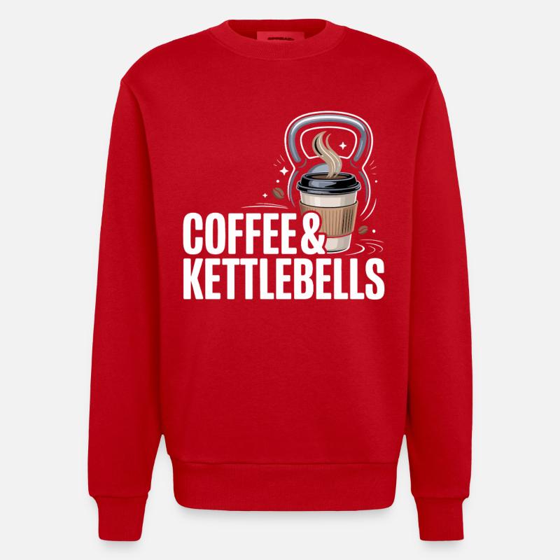 Kaffee & Kettlebells Duo - Heavyweight Oversized Organic Crew Neck Made in EU - Rot