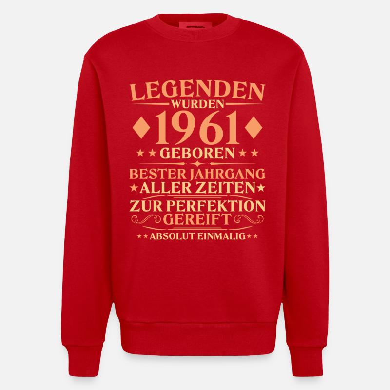 65e anniversaire Né en 1961 - Sweat bio épais oversize fabriqué en UE - rouge