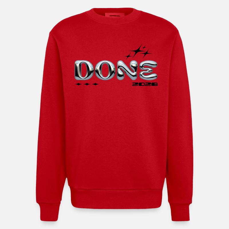 Lettres à bulles chromées TERMINÉES - Sweat bio épais oversize fabriqué en UE - rouge