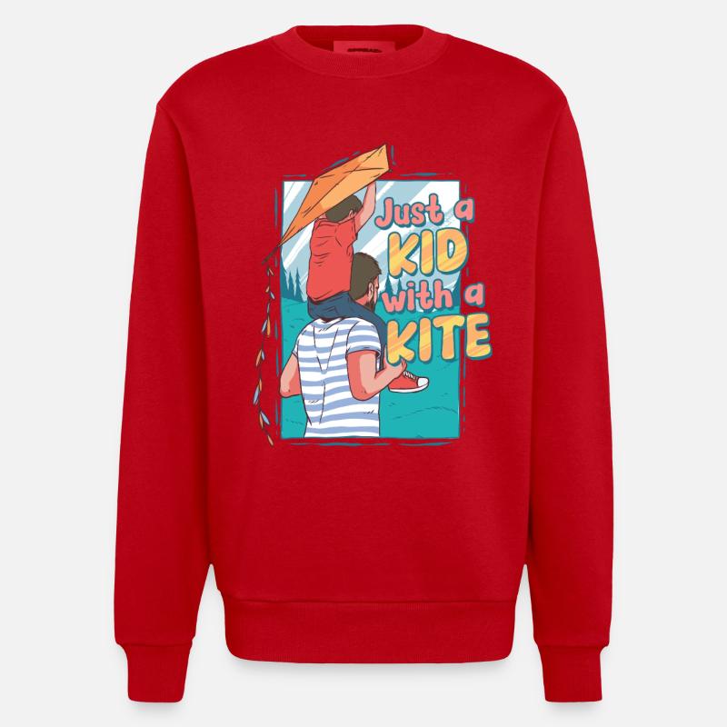 Drachen Drachensteigen - Heavyweight Oversized Organic Crew Neck Made in EU - Rot