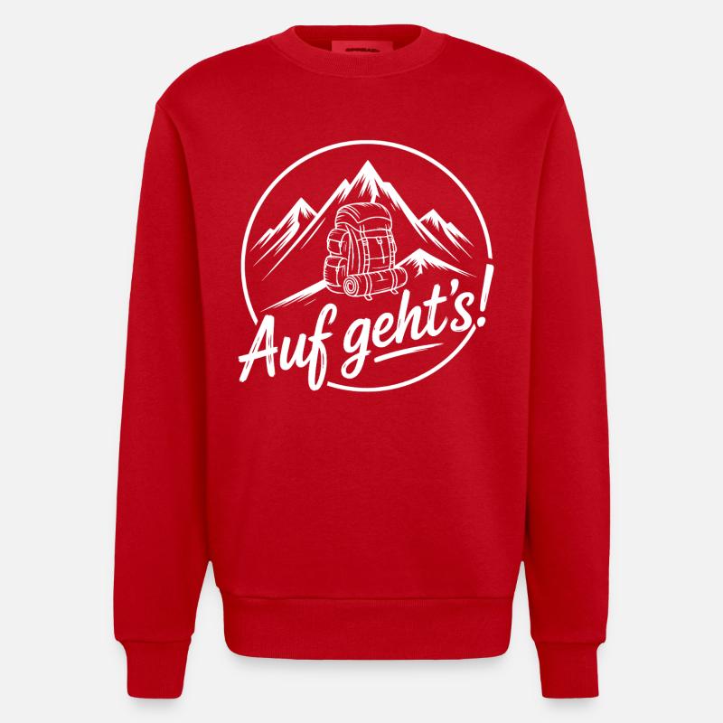 Auf geht's Bergabenteuer - Heavyweight Oversized Organic Crew Neck Made in EU - Rot