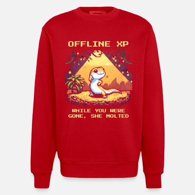 Offline XP: Molting Happens | Reptiles - Heavyweight Oversized Organic Crew Neck Made in EU - red