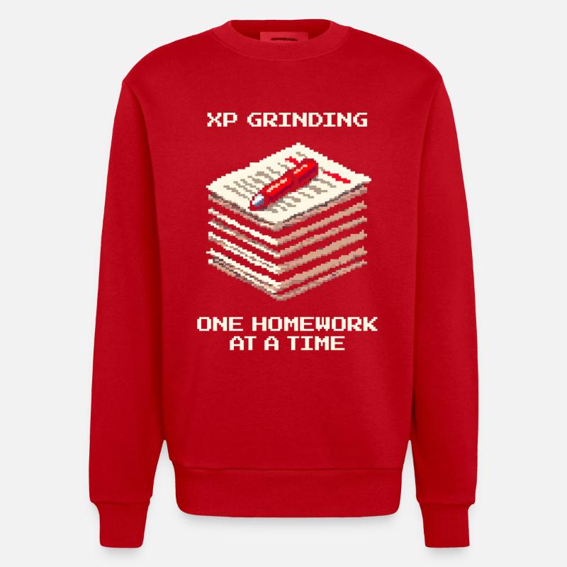 XP Grind : Devoirs pour devoirs | École - Sweat bio épais oversize fabriqué en UE - rouge