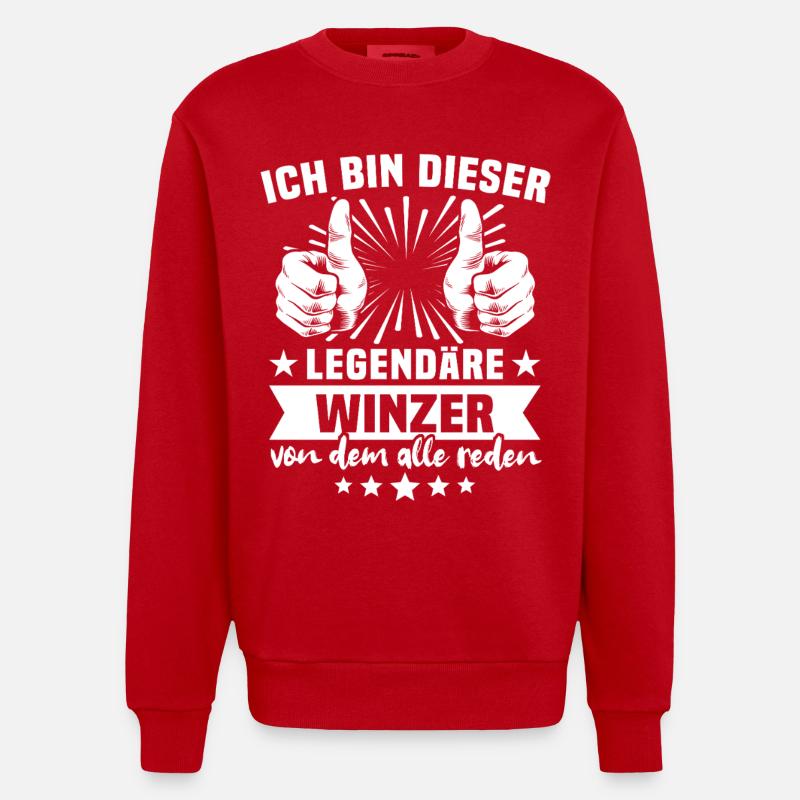 Winzer Legende - Heavyweight Oversized Organic Crew Neck Made in EU - Rot