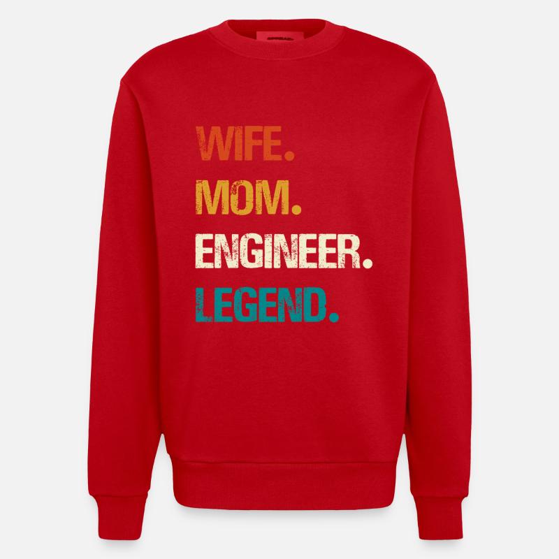 Engineer Legend – Strong Women's Technology - Heavyweight Oversized Organic Crew Neck Made in EU - red