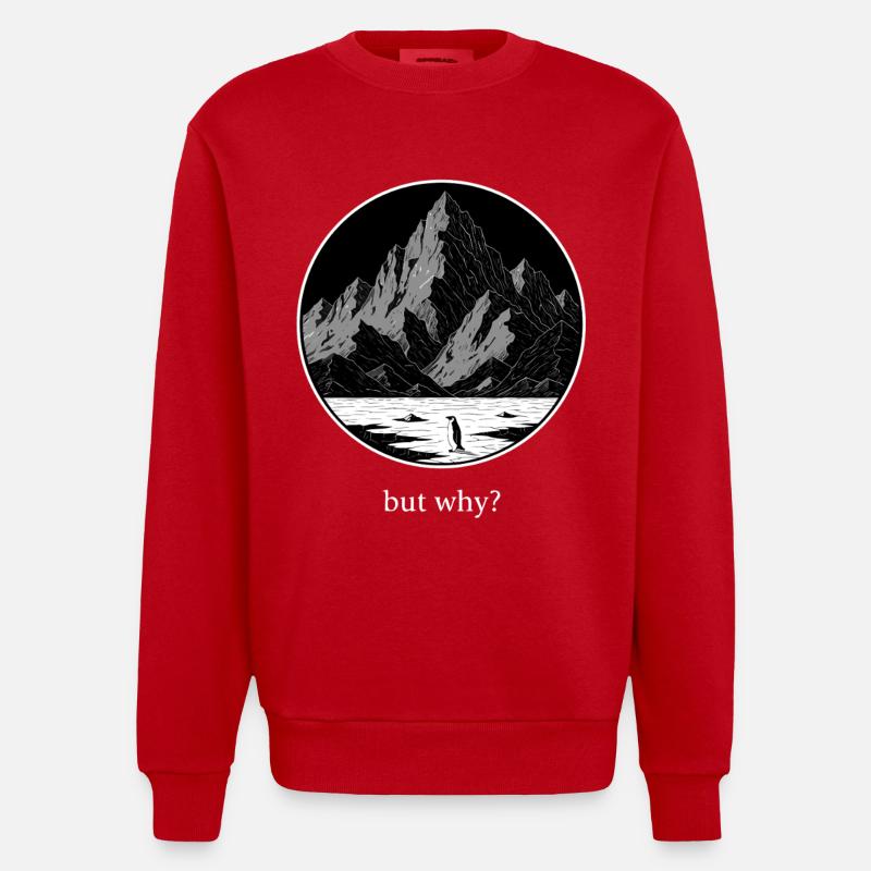 Funny Nihilistic Penguin - Heavyweight Oversized Organic Crew Neck Made in EU - red