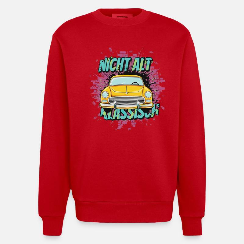 Oldtimer Auto – Nicht Alt Klassisch - Heavyweight Oversized Organic Crew Neck Made in EU - Rot