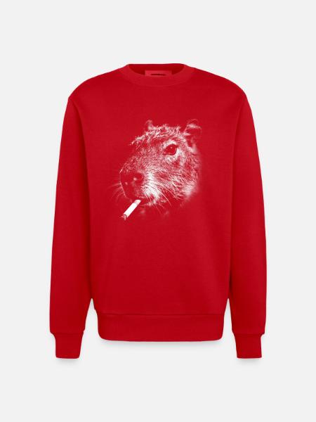 Fumer, cigarette, capybara, fumer une cigarette - Sweat bio épais oversize fabriqué en UE - rouge