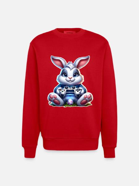 Easter Bunny Gaming Gamer - Heavyweight Oversized Organic Crew Neck Made in EU - red