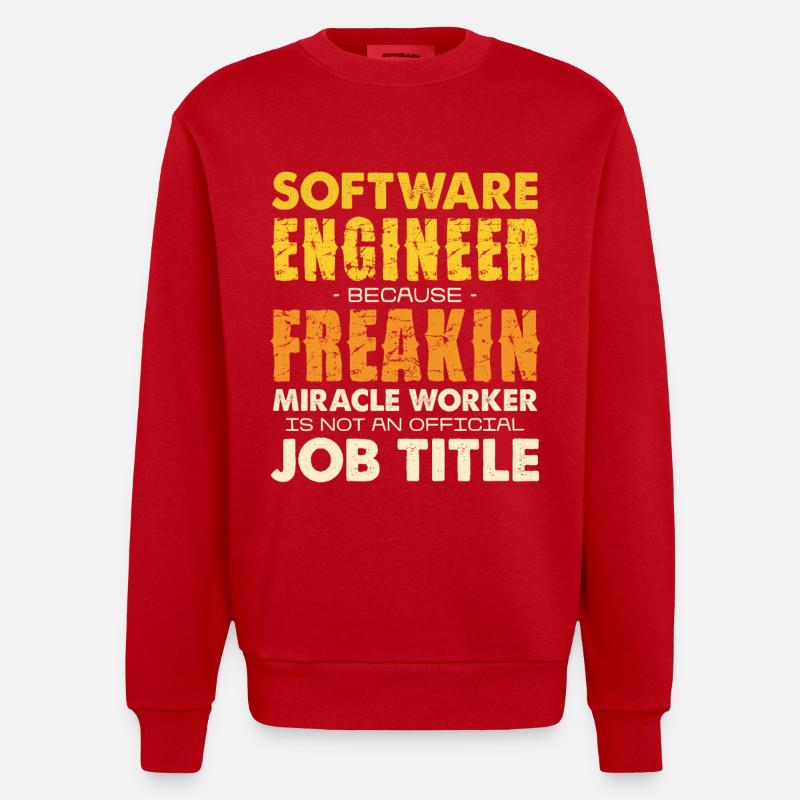 Ingénieur logiciel Véritable Faiseur de Miracles - Sweat bio épais oversize fabriqué en UE - rouge