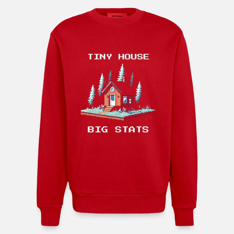 Tiny House, Big Values | Minimalism - Heavyweight Oversized Organic Crew Neck Made in EU - red