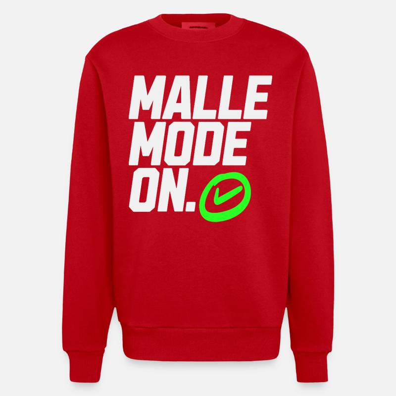 Mallemodus On – Graphique avec coche verte - Sweat bio épais oversize fabriqué en UE - rouge