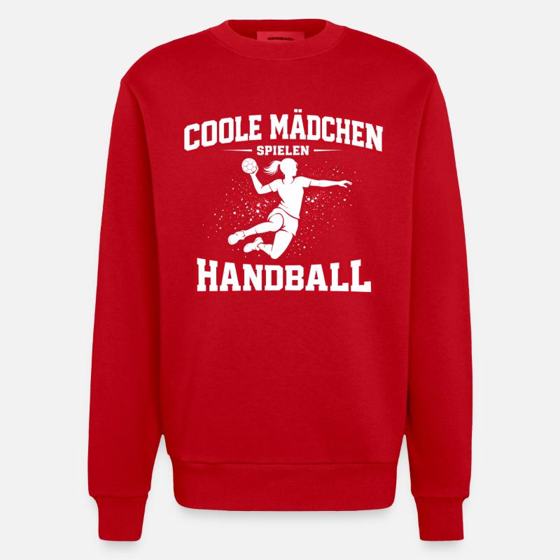 Handball Mädchen Spruch Geschenk - Heavyweight Oversized Organic Crew Neck Made in EU - Rot