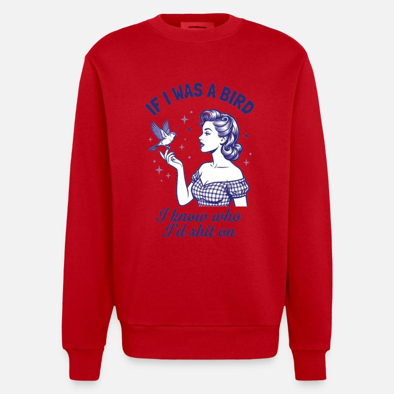 Echte Rache Vogel Retro Statement - Heavyweight Oversized Organic Crew Neck Made in EU - Rot