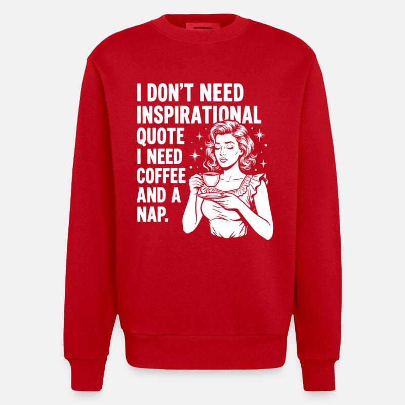 Echte Kaffeeliebe Nickerchen Statement - Heavyweight Oversized Organic Crew Neck Made in EU - Rot