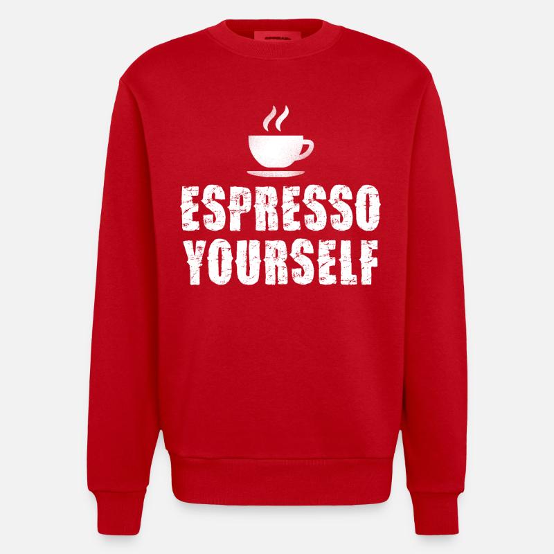 Espresso Yourself Typographic Cup - Heavyweight Oversized Organic Crew Neck Made in EU - Rot