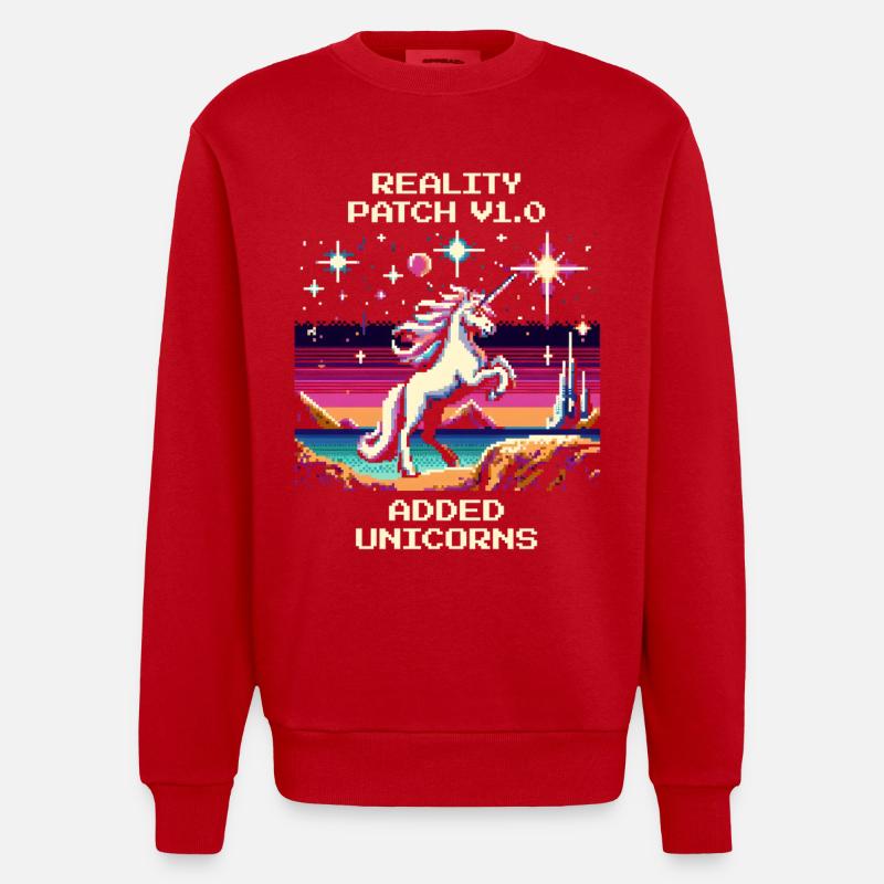 Reality Patch 1.0 | Einhörner hinzugefügt - Heavyweight Oversized Organic Crew Neck Made in EU - Rot